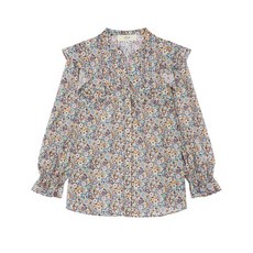 아떼 바네사브루노 19FW 네이비 러플장식 면 긴팔블라우스 WVBL9D406N2