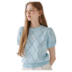 (백화점 상품) 론론 DIAMOND SCOTCH PUFF SHORT SL이이VE KNIT SOFT BLUE 2093559