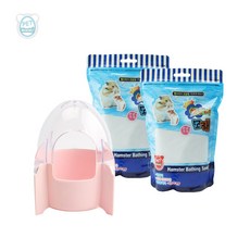 펫우리 햄스터 목욕실 + 목욕모래 2개세트 목욕통 욕실 화장실 샌드박스 관리 청결 사육장 꾸미기, 핑크+사과향(500gx2개), 1개