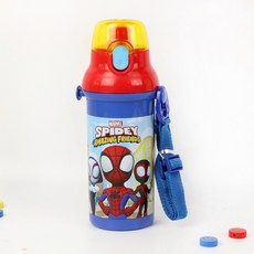 원터치 어깨끈 물병 어린이집 유치원 끈달린 물통 480ml, 스파이디 어깨끈물병480ml, 1개