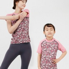 롤리핏 아동요가복 엄마 반팔 플라워블로썸 요가티셔츠