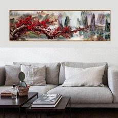 메인액자포함 자연의 아름다운 매화 꽃 전체보석십자수 집에서취미, 100x40cm