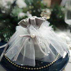 국제시장 벨벳 클래식 웨딩 답례했다 여성 사탕 아케이스 천주머니 만월 술 디봉투 동반함 손금, 하이 12cm 밑부분 원 직경 9cm, 실버그레이 배합 스윙