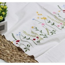 혜인천 대폭 20수 광목 들꽃 자수원단 2줄 워싱원단 바란스 패치 이불 커텐, 들꽃자수 광목색, 1개