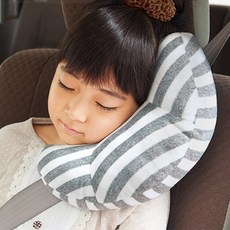 엠케이 차량용 안전벨트 줄무늬 쿠션 베개, 블루, 1개