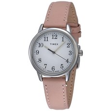 Timex 이지 리더 여성용 손목시계 30mm 블러쉬/실버톤 가죽 스트랩 (TW2U29700)