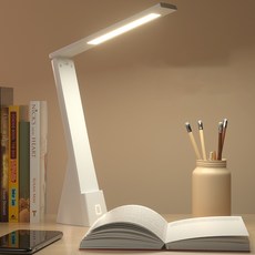스네몬 LED 블루라이트 차단 무선 학습용 접이식 책상 스탠드, 화이트