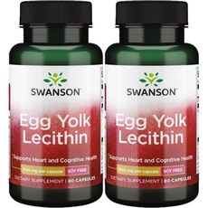 Swanson Egg Yolk Lecithin 스완슨 난황 레시틴 자연추출물 웰빙 60캡슐 2통, 2개, 60정