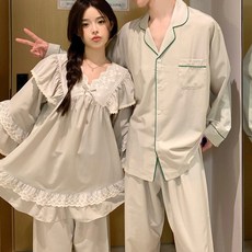 [러빙리] 수노앤 긴팔 긴바지 커플 파자마 원피스 잠옷 홈웨어 상하세트