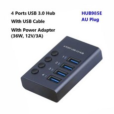 MZX 10 7 4 포트 USB 3.0 허브 알루미늄 멀티 분배기 PD 충전기 전원 어댑터 노트북 용 스위치가 다중 확장기, [20] 4 Ports HUB AU, 1개