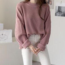 바이단미 MADE 여성용 스웨터 라운드넥 롱 루즈핏 오버핏 빅사이즈 도톰 박시핏 하찌 니트
