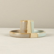 2색 빈티지 세라믹 장식 캔들 홀더 장식 세라믹 캔들 홀더, 8x8x3cm, 1개
