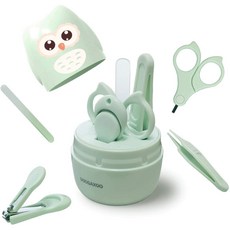 doogaxoo 아기 손톱깎이 키트 귀여운 케이스가 포함 된 4in1 아기 손톱 관리 세트 아기 손톱 줄 손톱깎이 가위 핀셋 아기 매니큐어 키트 신생아 유아 유아 키즈 그린 용 페디큐어 키트, One Color, One Size