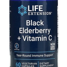 Life Extension 블랙 엘더베리 + 비타민C 베지 캡슐 60정, 1개