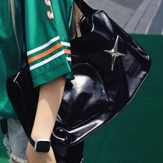 글로시 별 실버 블랙백 y2k 데일리 크로스백 복조리백쇼퍼백 빅수납 대형가방