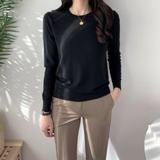 더마르 여성 부드러운 캐시미어 터치 라운드넥 니트 티셔츠 마르 여성 부드러운 캐시미어 터치 라운드넥 니트 티셔츠