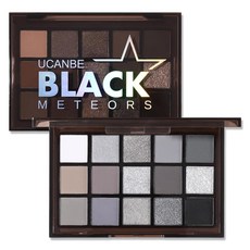 UCANBE 스모키 블랙 아이섀도우 팔레트 15가지 색상 다크 쉬머 매트 메탈릭 메이크업 팔레트 고농축 그레이, Black Meteors
