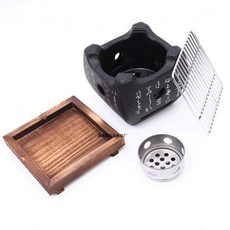 일본식 화로 소형 1인용 가정용 꼬치 규카츠 와규, 사각 작은 글자로 12x12x12.5