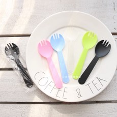 아이스크림용기 일회용 팥빙수 포장 종이 컵 크라프트 뚜껑 포함, 50개, 컬러스푼 50개