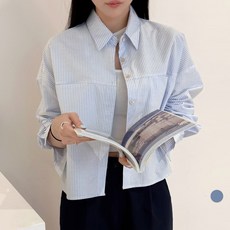 라라벨 여성용 셔츠 카라 스트라이프 언발 베이직 긴팔 남방 셔츠