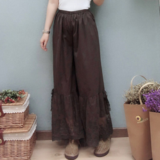 Daitzy 코튼 레이스 자수 레이어드 롱 속바지 DIZ D2305