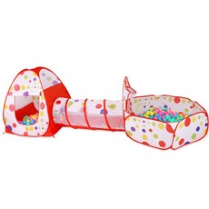 IMBABY Foldable 3 In 1 Playpen For Children 휴대용 키드 Tipi 텐트 크롤링 터널 베이비 드라이 오션 볼, 08 Red Dot_04 미국