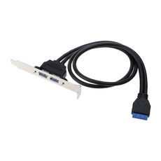 2 USB3.0 ~ 20Pin 섀시 후면 PCI 배플 라인 마더 보드 확장 케이블 5GB, 검은색, 1개