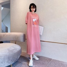 상체비만코디 아줌마큰옷 여성 롱 원피스 빅사이즈