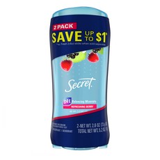 시크릿 데오드란트 젤 73g 2x2팩 베리 ph 밸런스 Secret Fresh Antiperspirant Deodorant Clear Gel Summer, 2개