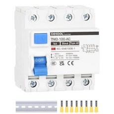 DIHOOL RCD fi 차단기 타입 B 40A 300mA 잔류 전류, 4 Pin 해외직구 _Type AC/ 16A/ 30mA