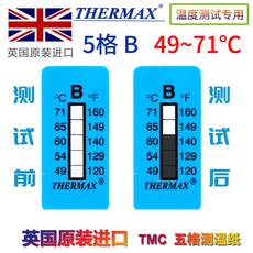 THERMAX 써머테이프 온도스티커 변화 실험실 일회용 10개세트 종이 가역성 그리드, 5칸 B49~71 10줄/본, 10개
