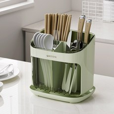 Wekea 주방 물빠짐 수저통 수저꽂이, 그린, 1개