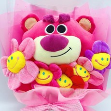 댕이네꽃밭 토이스토리 랏소인형 인형꽃다발 스마일꽃 생일선물 기념일 여자친구 20대, 포장지 흰색