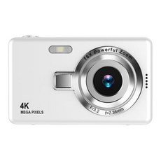 입문자용 컴펙트 카메라 자동 초점 비디오 사진 4K HD 1080P 디지털 96MP 16X 줌 24 인치 IPS 스크린, 1) White - 입문자용카메라