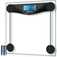 Etekcity 디지털 체중 욕실 체중계 대형 블루 LCD 백라이트 디스플레이 고정밀 측정 6mm 강화 유리 400파운드 블랙 (미국 배송)
