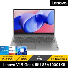 레노버 V15 Gen4 IRU 83A10001KR / +마우스증정, WIN11 Home, 8GB, 1TB, 코어i5, 그레이