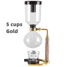 알코올 램프 스토브 버너 사이펀 브루어 커피 머신 진공 포트 유리 커피 메이커 Tca3, Golden 5 Cups