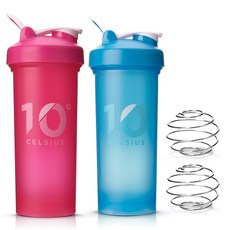 10도씨 블랜딩 쉐이커 1000ml 2개 세트, 핑크+프렌치블루