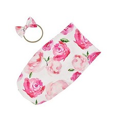 NMT 신생아 Swaddle Sack Cocoon Swaddle 랩 유아 세이지 침낭 (머리띠 포함) (핑크 로즈) [Pink Rose] - P056807P2X4BGB6, Pink Rose