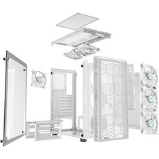 MUSETEX Phantom Black ATX Mid-Tower Case with USB 3.0 and 6 ×120mm ARGB Fans Tempered Glass Panels Gaming PC Case Comp-B07QKV6HP9, G05MN6-BW-NEW ( white mesh pan