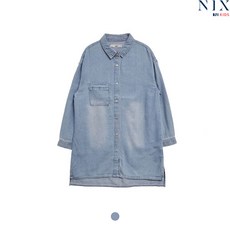 닉스키즈 닉스키즈 여아 L톤 테이프 롱기장 데님 긴팔 셔켓_FKNSDJA911M