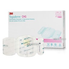 3M 테가덤 CHG 1660 25매 7x8.5cm 글루콘산클로르헥시딘 IV 카테터 고정드레싱, 1개 - 클로르헥시딘