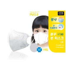 KF80 블루본 마스크 초 소형 개별포장 새부리형 3~7세 아동 어린이 유아 미세먼지 황사방역 블루인더스 식약처 의약외품 보건용, 100매