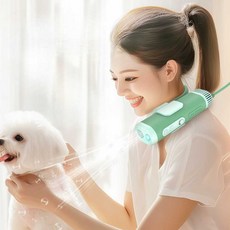 애완동물 헤어드라이기 애견 미용기 물 건조 바리깡, 1개, 상세페이지 참고, 행거급수기 세트-그린