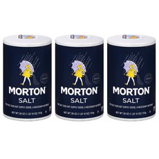 Morton Natural All-Purpose Plain Salt 미국 몰튼 내츄럴 다목적 플레인 쏠트 소금 26oz 737g 3통, 3개