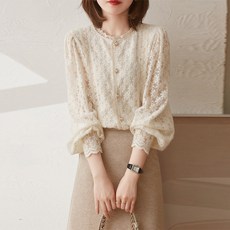 상표특허 팔색조유니버스 더플라워 레이스 블라우스
