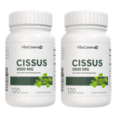 미국직배송 VitaCosmoX 시서스 고함량 8000mg 케토스테론 50% 120캡슐 2병 하루 한알 8개월분, 2개, 120 캡슐, 120정