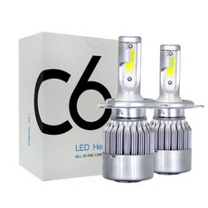 C6 LED 헤드라이트 (H7 H4 H1 6000K) 자동차 전조등 (좌우 1세트), 1개