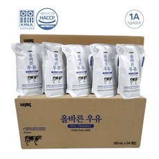 비락 올바른 우유, 180ml, 48개