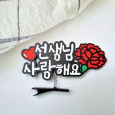 선생님 사랑해요 머리핀 스승의날 카네이션 머리삔